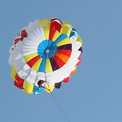 Image showing Parasailing in a blue sky