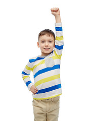 Image showing happy smiling little boy with raised hand