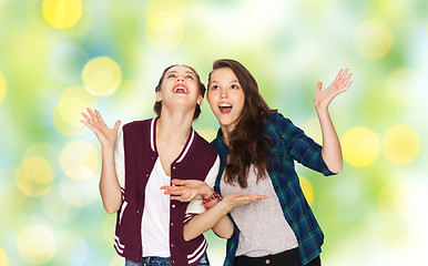 Image showing happy smiling pretty teenage girls having fun