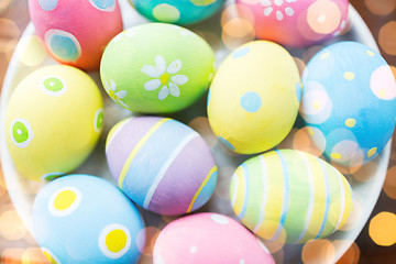 Image showing close up of colored easter eggs on plate