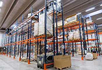 Image showing cargo boxes storing at warehouse shelves