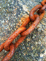 Image showing Rusty chain on stone background