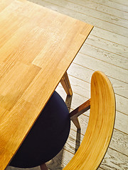 Image showing Wooden table and stylish chair