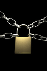 Image showing lock with four chains