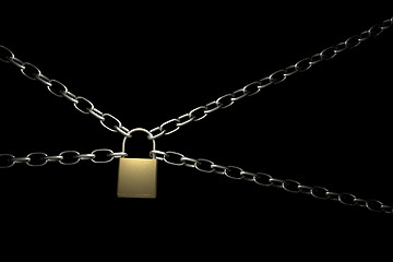 Image showing lock with four chains