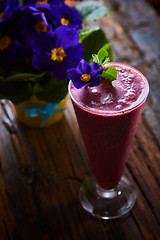 Image showing Delicious berry smoothie on table