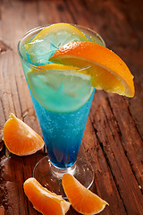 Image showing Fresh cocktail with blue curacao