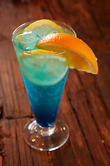 Image showing Fresh cocktail with blue curacao