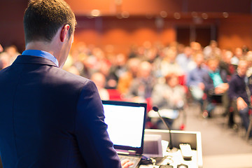 Image showing Public speaker at Business Conference.