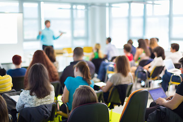 Image showing Speaker at Business convention and Presentation.