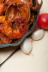 Image showing fresh seafoos stew on an iron skillet