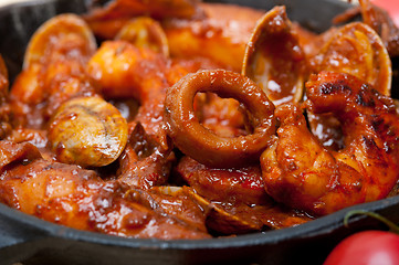 Image showing fresh seafoos stew on an iron skillet