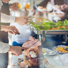 Image showing Banquet lunch break at conference meeting.