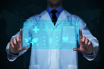 Image showing Doctor working on a virtual screen. medical technology concept. pulse