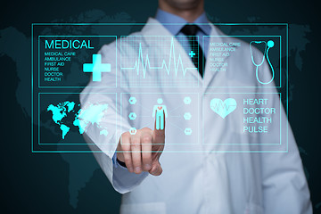 Image showing Doctor working on a virtual screen. medical technology concept. pulse