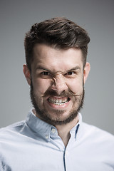 Image showing Close up face of  angry man 