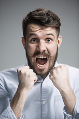 Image showing Close up face of  angry man 