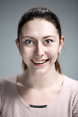 Image showing The happy woman on gray background