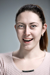 Image showing The happy woman on gray background
