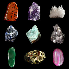 Image showing Set of various mineral rocks and stones