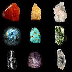 Image showing Set of various mineral rocks and stones