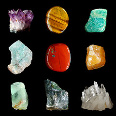 Image showing Set of various mineral rocks and stones