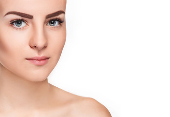 Image showing The beautiful face of young woman with cleanf fresh skin 