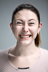 Image showing The happy woman on gray background