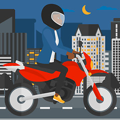 Image showing Woman riding motorcycle.