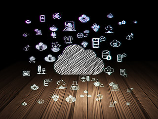 Image showing Cloud technology concept: Cloud in grunge dark room