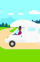 Image showing Woman driving motor home.