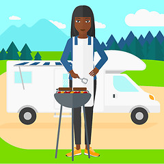 Image showing Woman preparing barbecue.