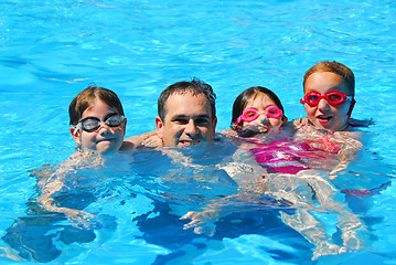 Image showing Happy family pool