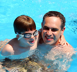 Image showing Father son pool