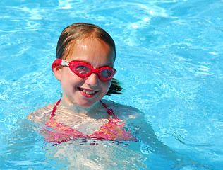 Image showing Girl swim pool