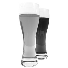 Image showing Black and white Two glasses of German beer