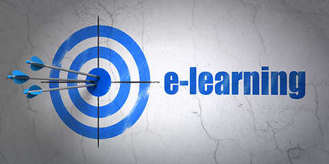 Image showing Education concept: target and E-learning on wall background