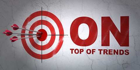 Image showing Business concept: target and On Top of trends on wall background