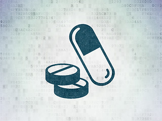 Image showing Healthcare concept: Pills on Digital Paper background