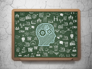 Image showing Business concept: Head With Gears on School Board background