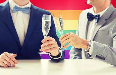 Image showing close up of male gay couple with champagne glasses