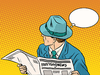 Image showing Retro man reading the morning news