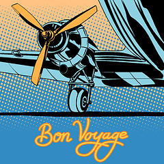 Image showing Bon voyage retro travel airplane poster