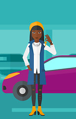 Image showing Woman holding keys from new car.