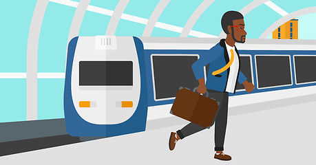 Image showing Man going out of train.