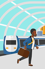 Image showing Man going out of train.