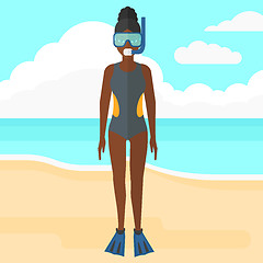 Image showing Woman with swimming equipment.