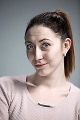 Image showing The happy woman on gray background