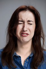 Image showing The crying woman face closeup