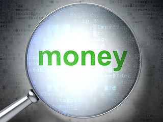 Image showing Finance concept: Money with optical glass